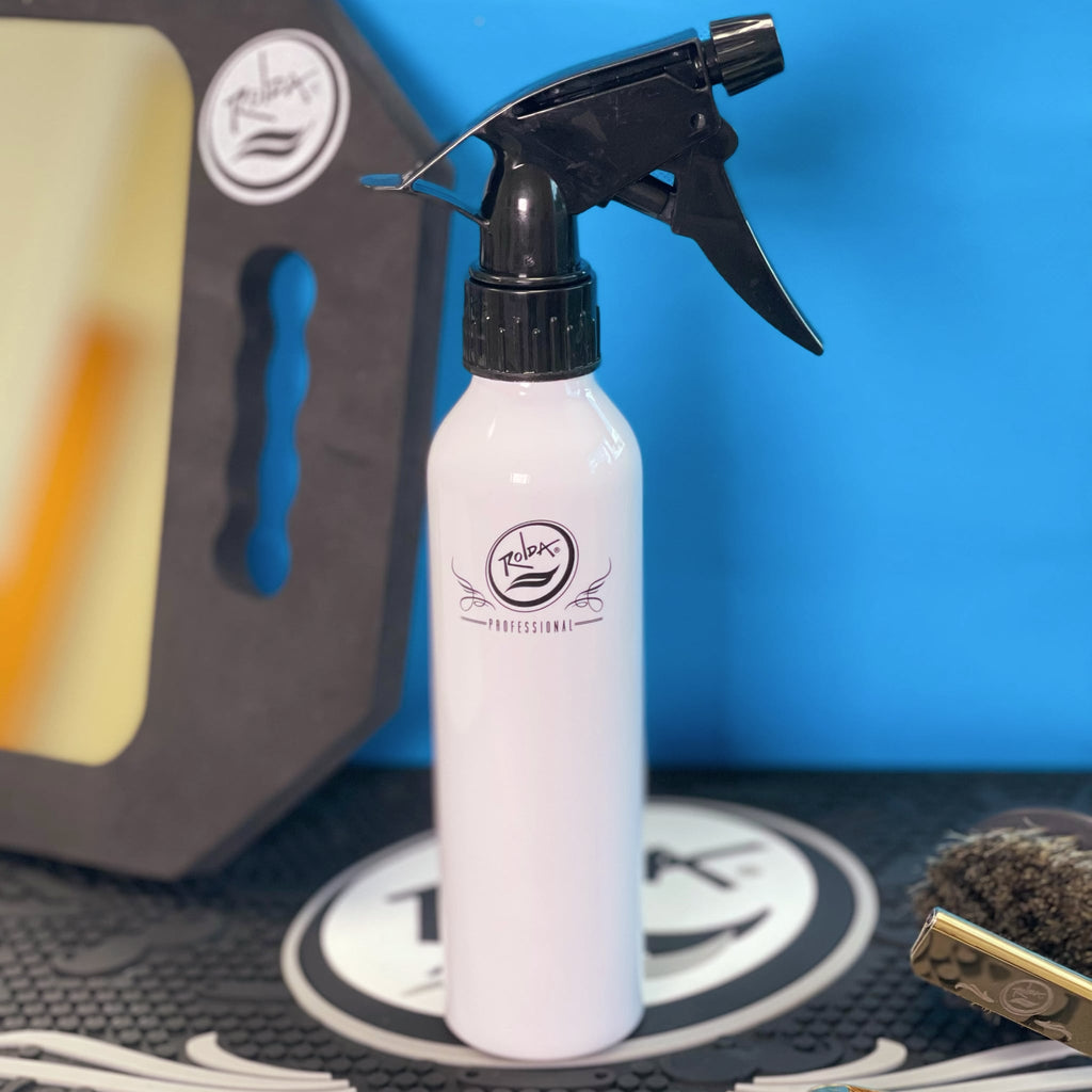 rolda barber mist spray bottle white
